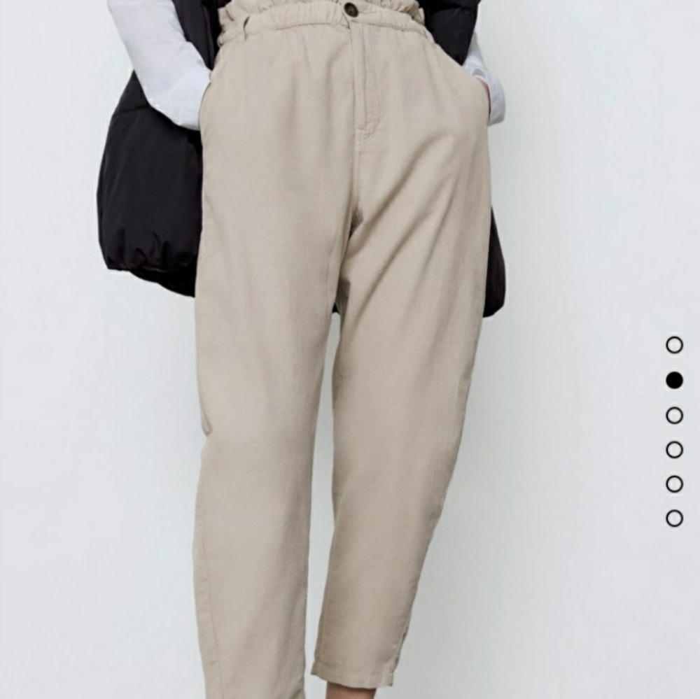 ZARA CREAM BAGGY PANTS
